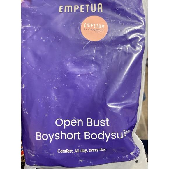 Empetua Open Bust Boyshort Bodysuit XXL Plus Black Tummy Control Compression NWT - Picture 6 of 8